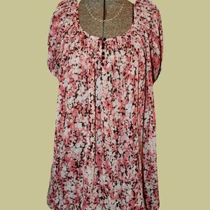 Apt. 9 Pink and Black Patterned Blouse